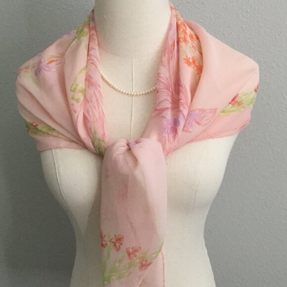 Hermes Scarf Cheval Fleuri H.d’Origny 90 cm Chiffon Silk mousseline - Picture 4 of 11